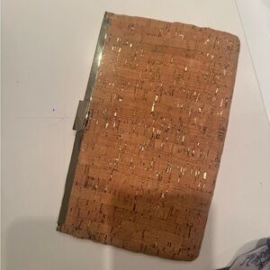 J. Crew Cork & Gold Clutch with Gold Trim